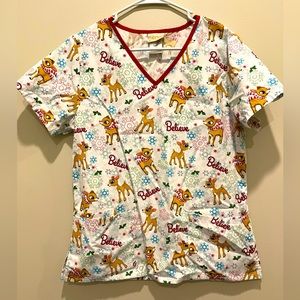 Rudolph the red nose reindeer scrub top small